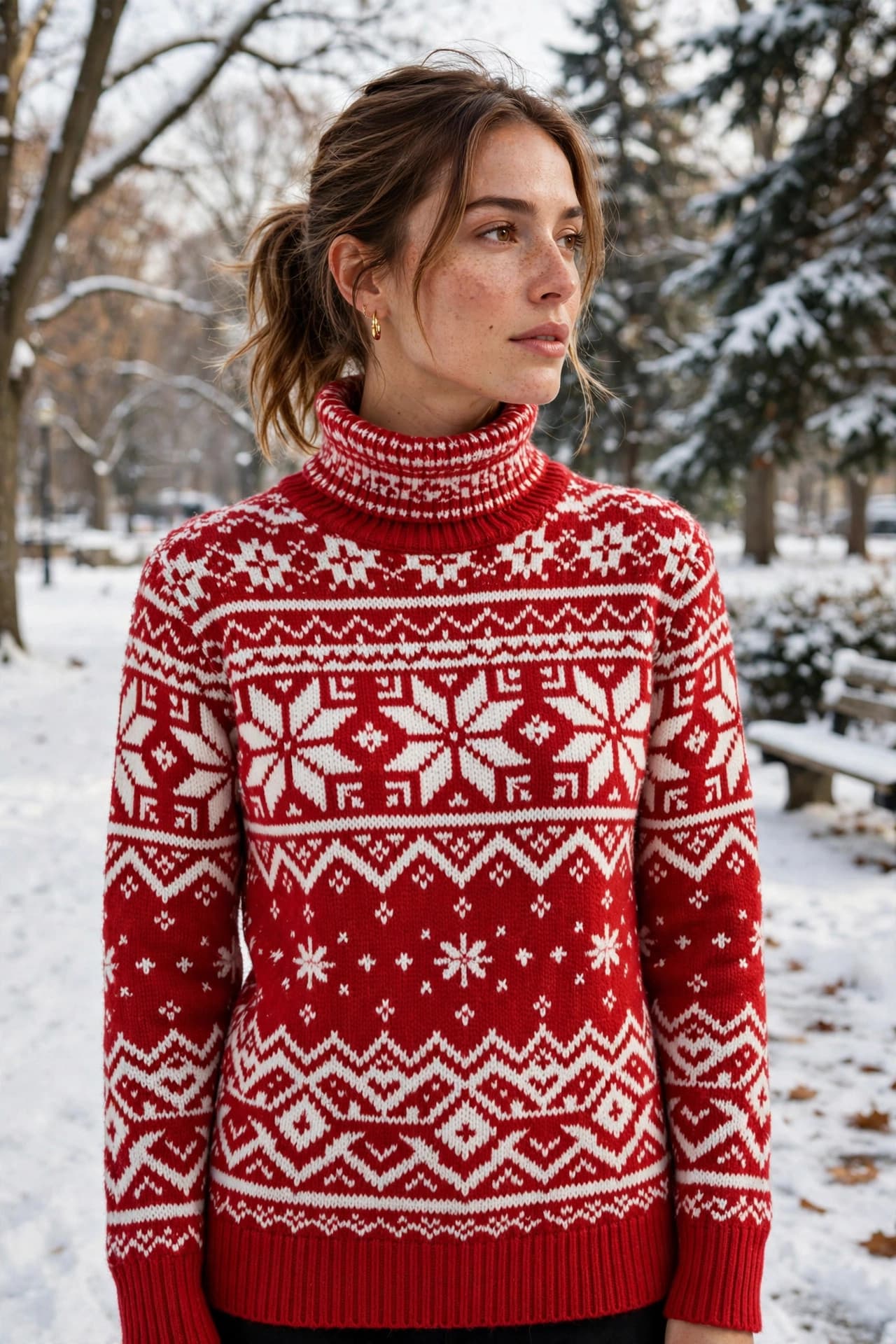 Styled inspiration for Geometric Turtleneck Long Sleeve Sweater