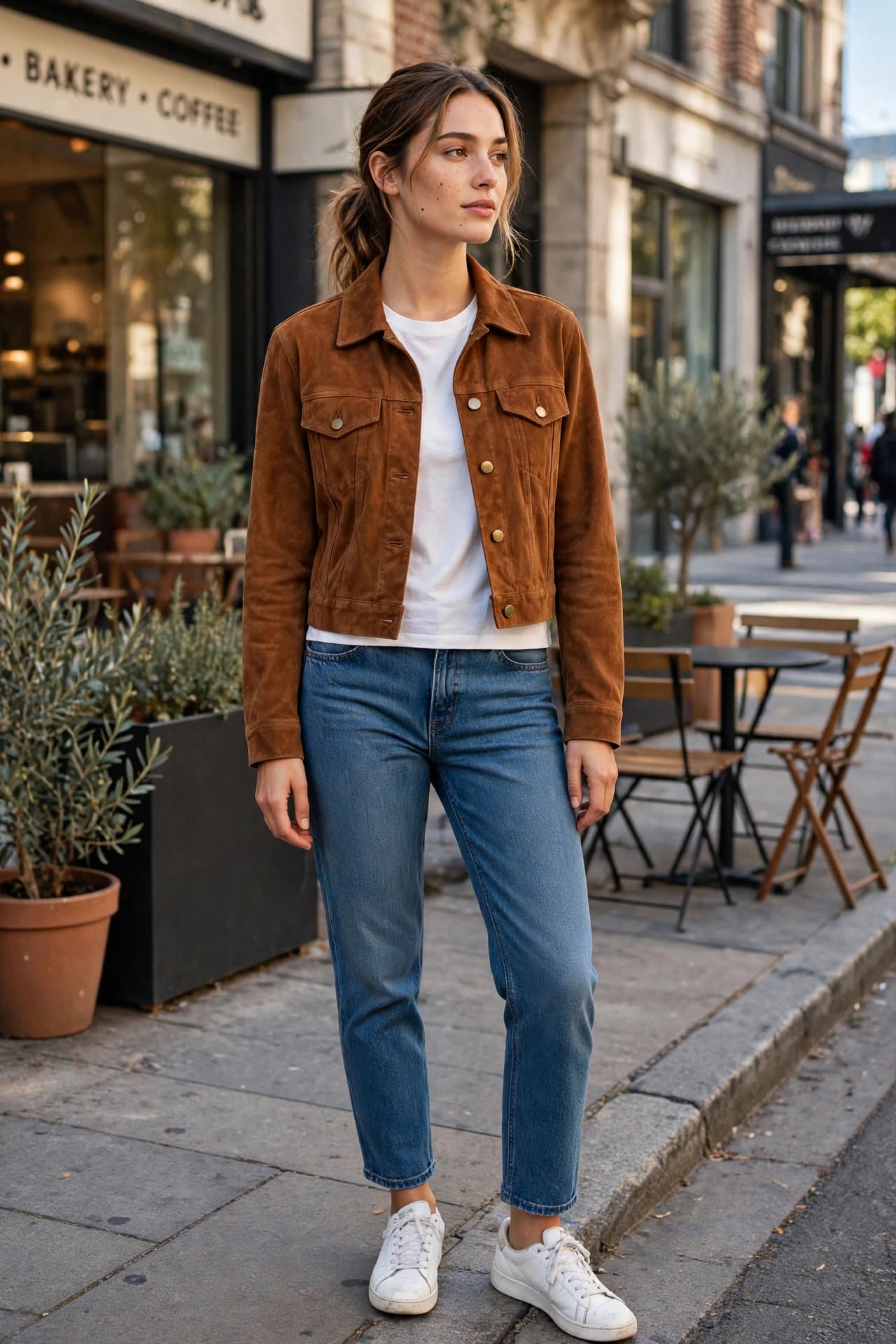 Styled inspiration for Vintage Suede Zip-Up Cropped Jacket